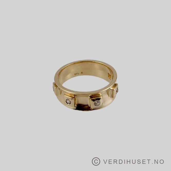 Hovedbilde Ring i 14 K gull med blanke stener