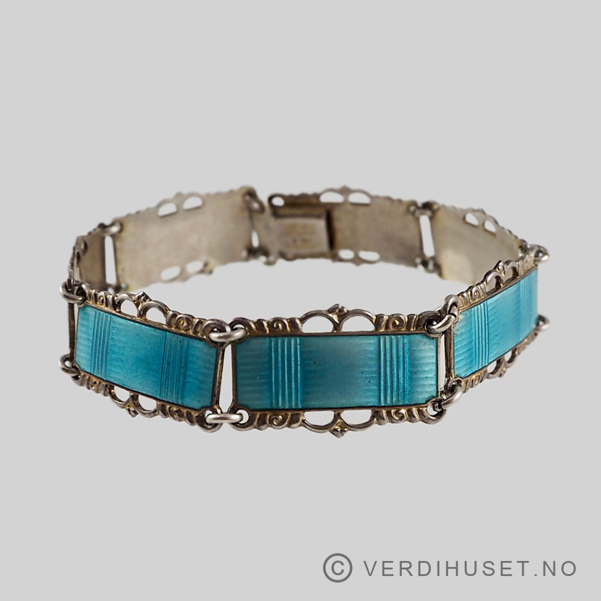 Armbånd i forgylt sølv med turkis emalje