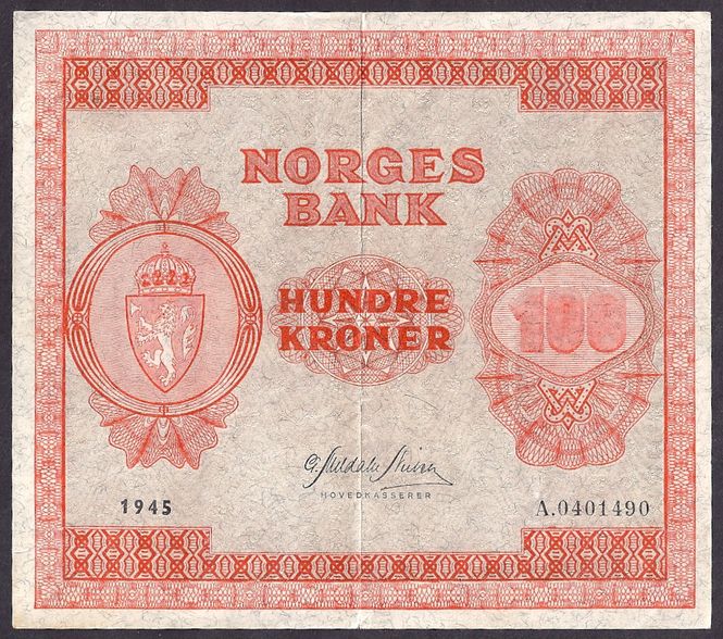 Hovedbilde 100 kr 1945 A Kv g1+ (A.0401490)