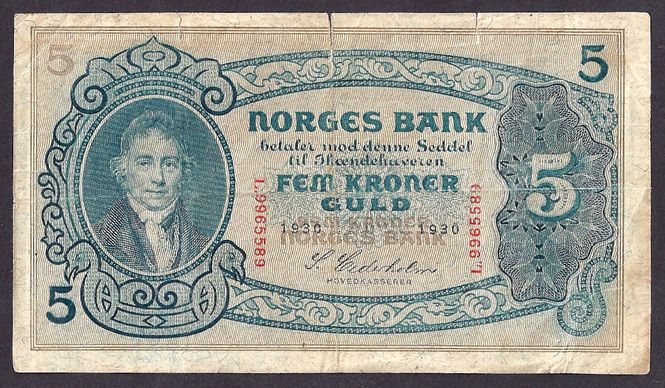 Hovedbilde 5 kr 1930A Kv 1 m /Anmerking