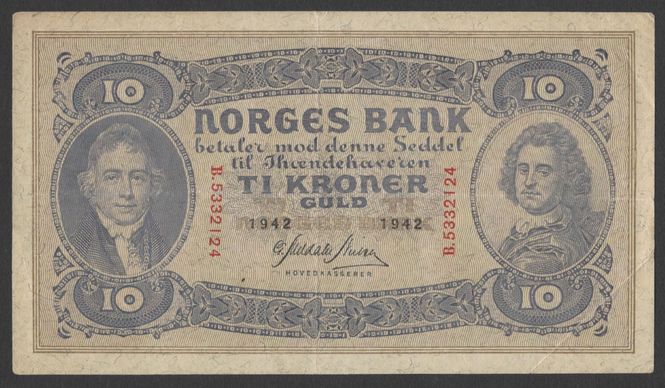 Hovedbilde 10 kr 1942 B kv 1+ (B.5332124)