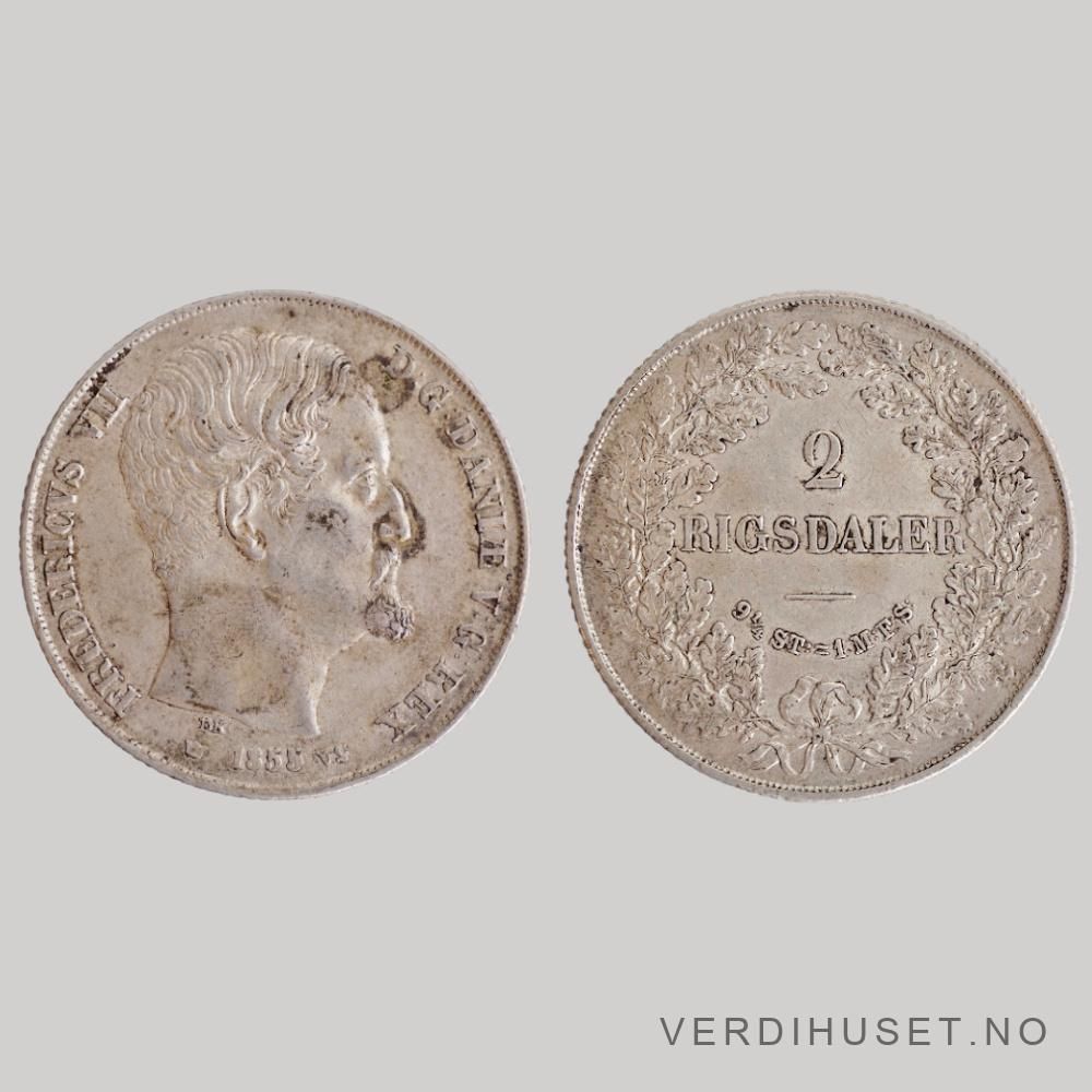 2 Rigsdaler 1855 Kv 1+