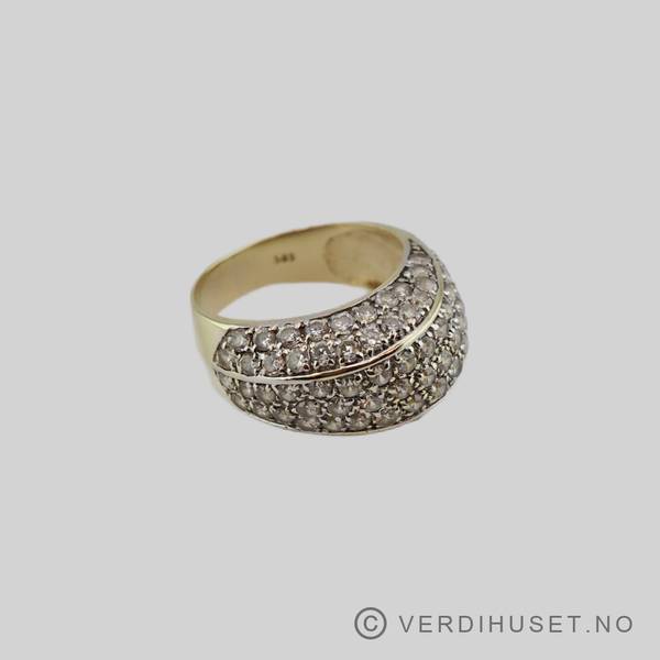 Hovedbilde Ring i 14 K gull med blanke stener