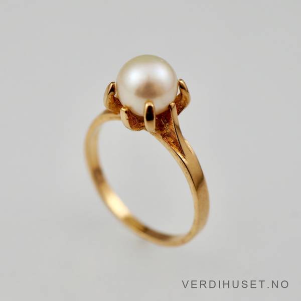 Hovedbilde Ring i 14 K gull med perle
