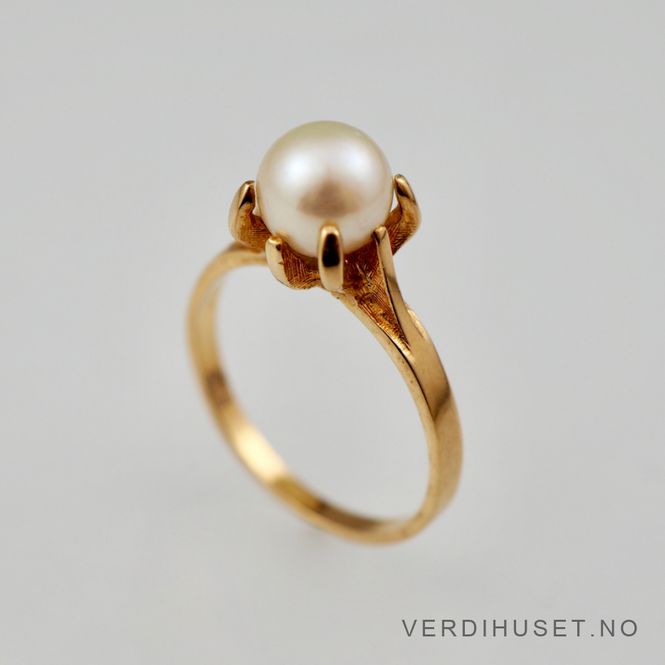 Hovedbilde Ring i 14 K gull med perle