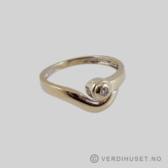 Hovedbilde Ring i 14 K hvitt gull med blank sten