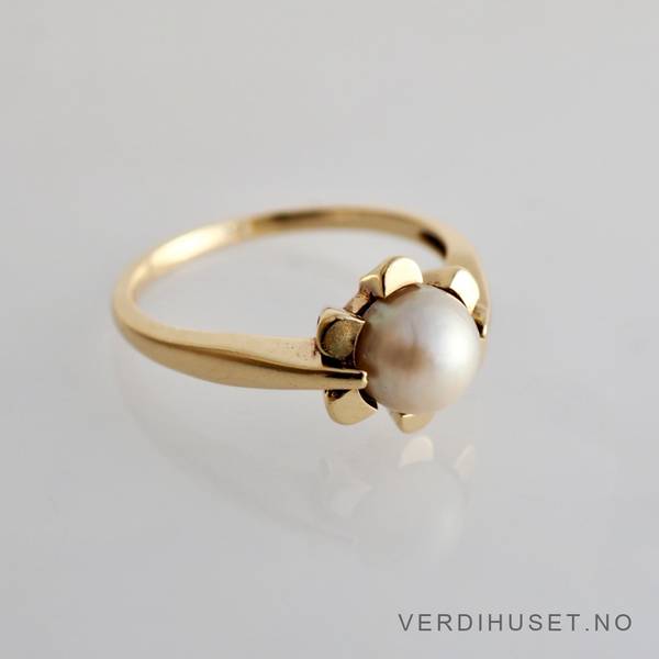 Hovedbilde Ring i 14 K gull med perle