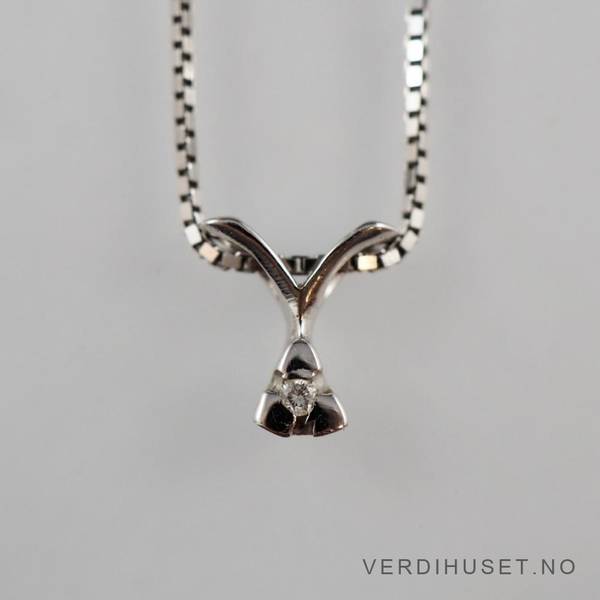 Hovedbilde Enstens diamantanheng i 18 K hvitt gull