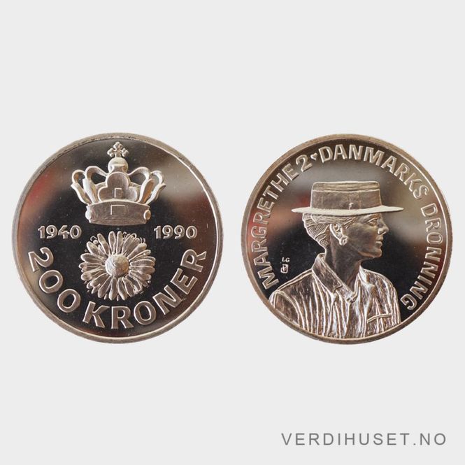 Hovedbilde 200 Kr 1990 - Dronning Margrethe II 50 år