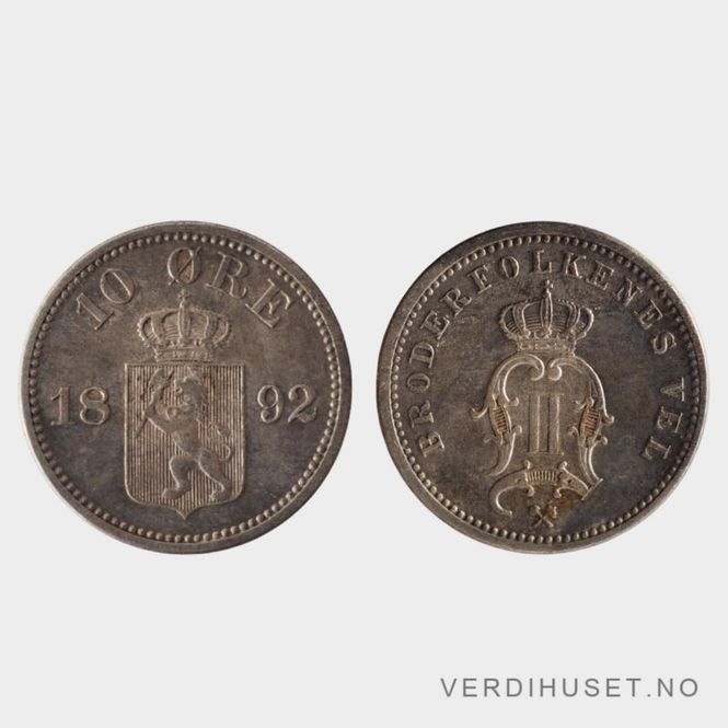 Hovedbilde 10 Øre 1892 Kv g 1+