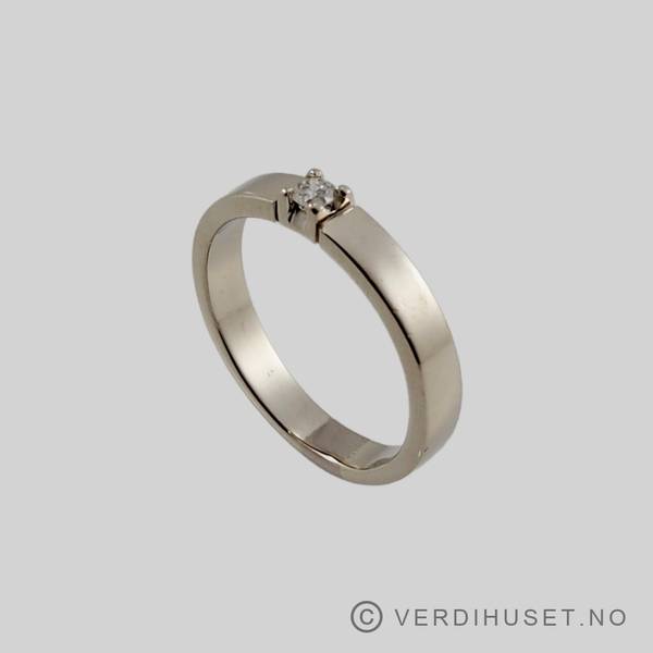 Hovedbilde Alliansering i 14 K hvitt gull med blank sten