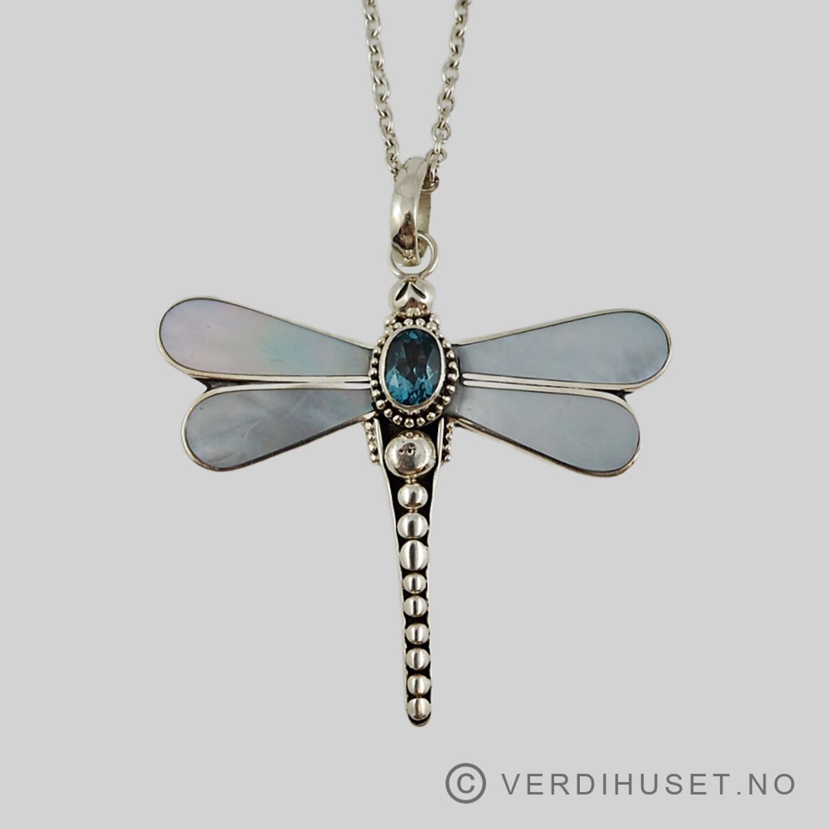 Anheng i sølv med stener - 