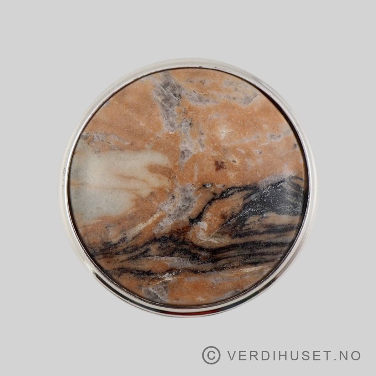 Brosje i sølv med stor sten - Aanund Havstad