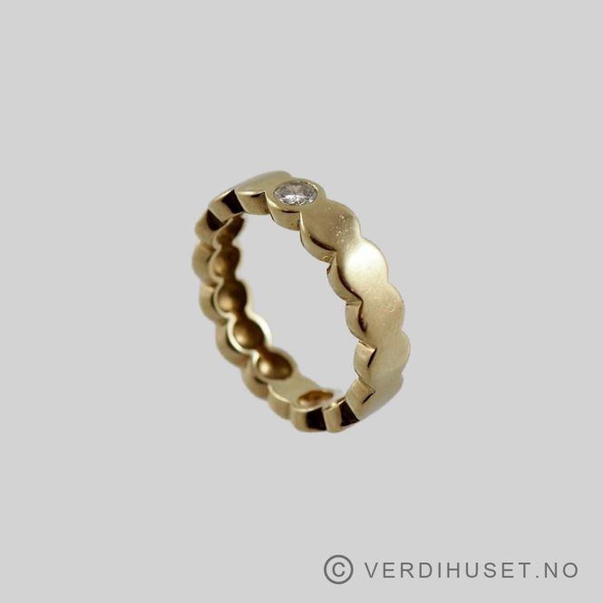Hovedbilde Ring i 14 K gull med blank sten