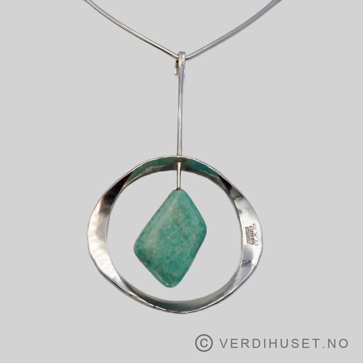 Anheng i sølv med amazonitt på klave - Tone Vigeland