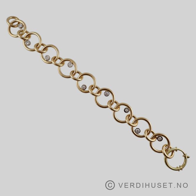 Hovedbilde Armbånd i 14 K hvitt og gult gull med 9 diamanter