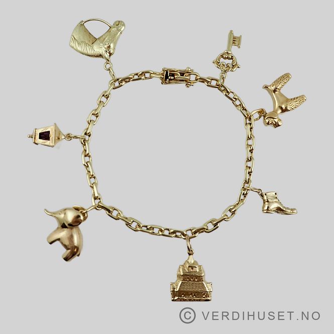 Hovedbilde Armbånd i 14 K gull med charms