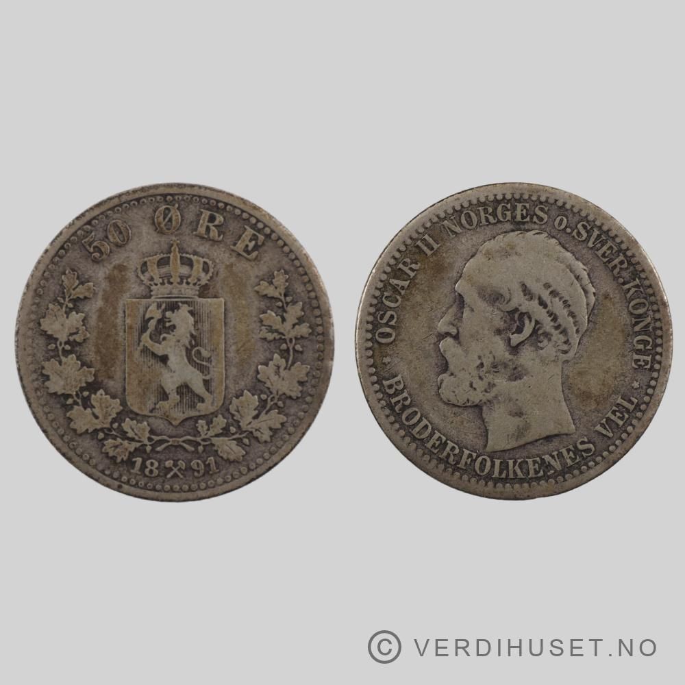 50 Øre 1891 Kv 1-