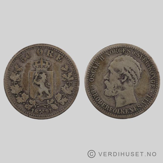 Hovedbilde 50 Øre 1891 Kv 1-