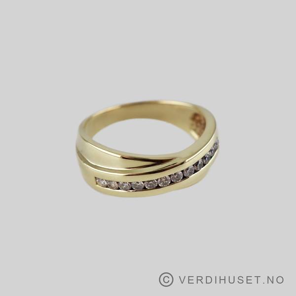 Hovedbilde Ring i 14 K gull med blanke stener