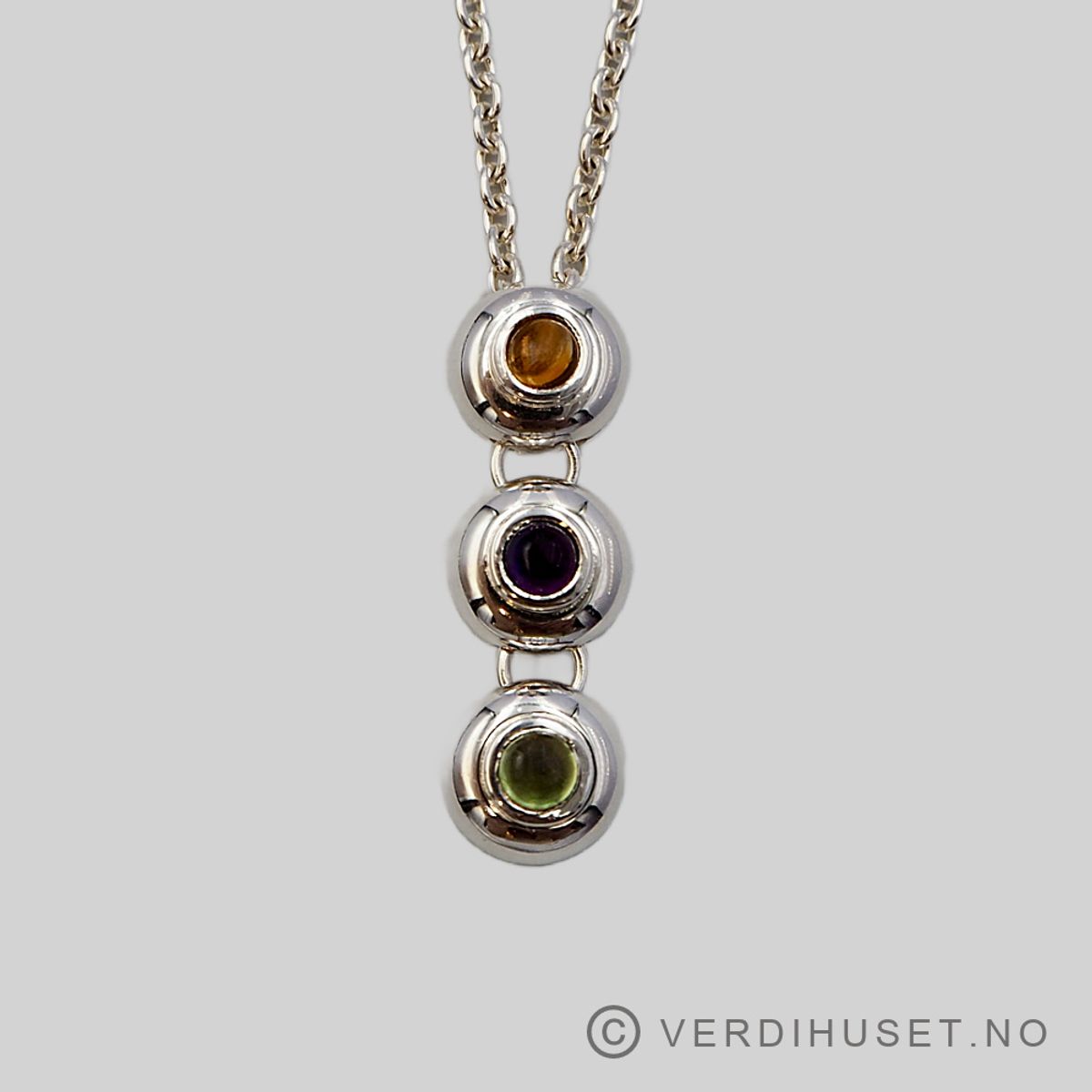 Halssmykke i sølv med fargede stener - Rauff