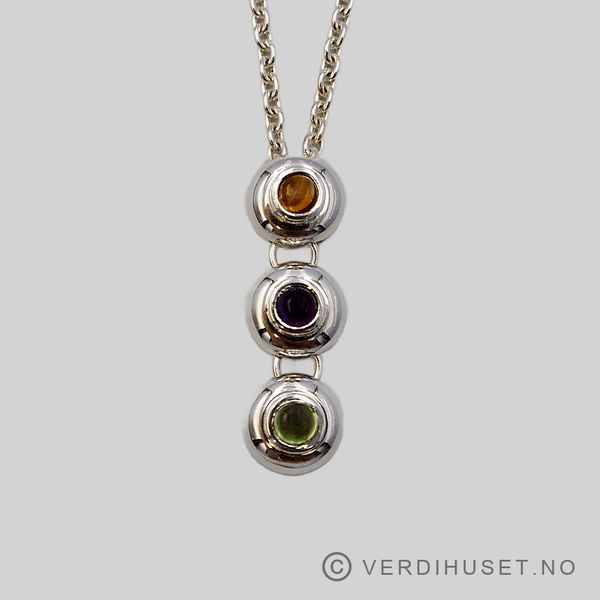Hovedbilde Halssmykke i sølv med fargede stener - Rauff