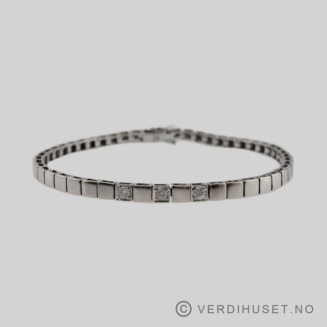 Hovedbilde Allianse-armbånd i 14 K hvitt gull med 3 ...