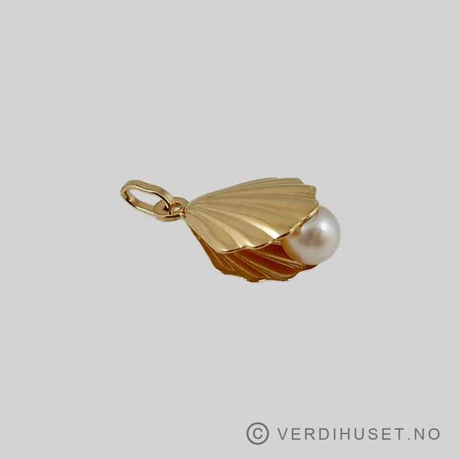 Hovedbilde Charm i 18 K gull - Skjell med perle