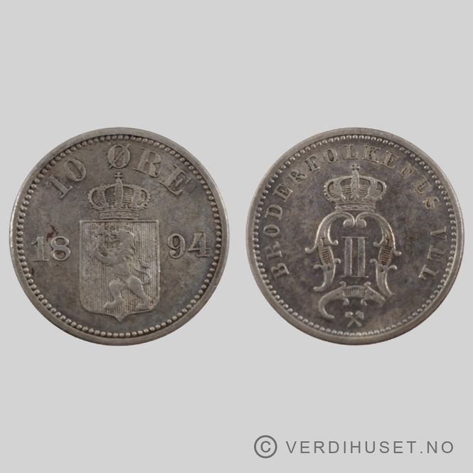 Hovedbilde 10 Øre 1894 Kv 1+