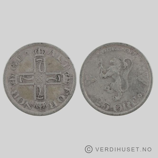 Hovedbilde 25 Øre 1914 Kv 1