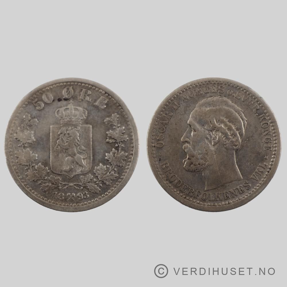50 Øre 1893, Kv s 1+