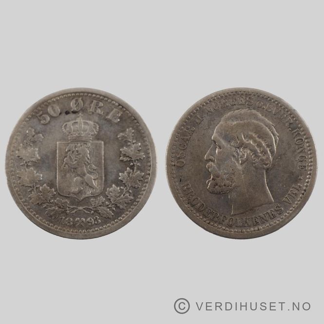 Hovedbilde 50 Øre 1893, Kv s 1+