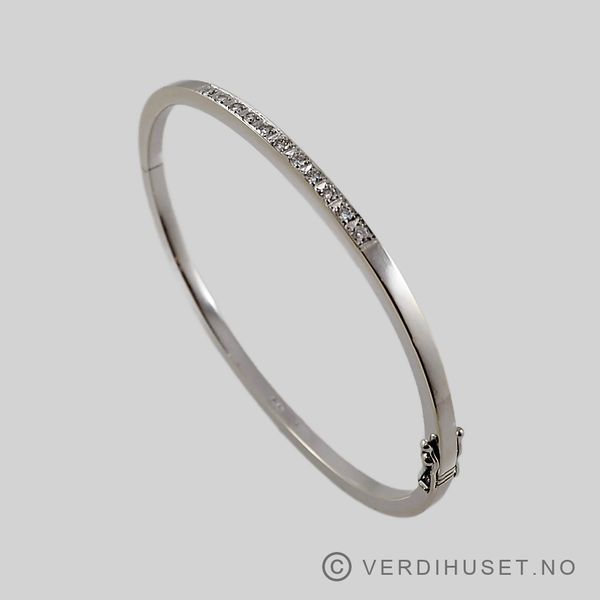 Bilde av Armring i 18 K hvitt gull med blanke stener