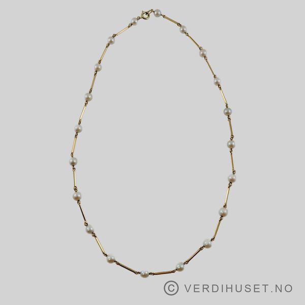 Hovedbilde Halssmykke i 14 K gull med perler