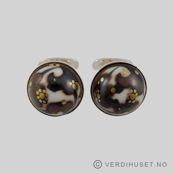 Hovedbilde Mansjettknapper i sølv med porselenskule - Studio ...