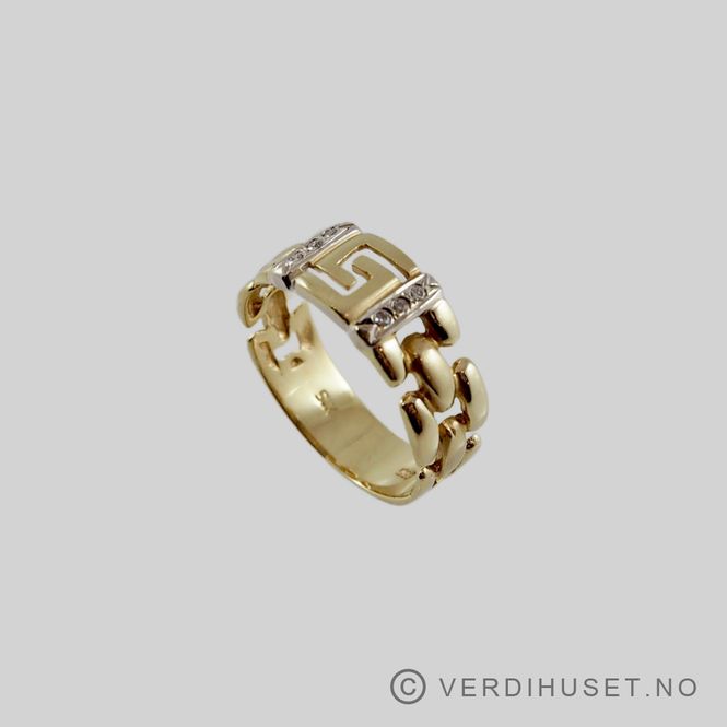 Hovedbilde Ring i 14 K gull med blanke stener