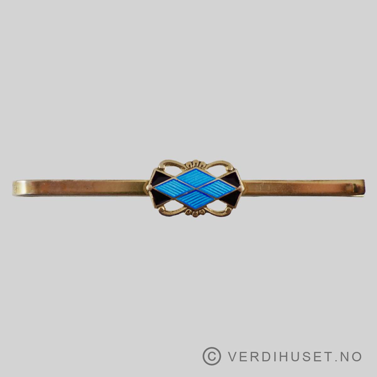 Slipsklype/Slipsnål i forgylt sølv med emalje