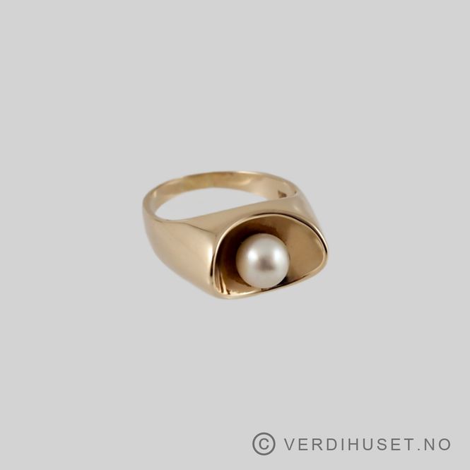 Hovedbilde Ring i 14 K gull med perle