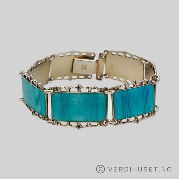 Hovedbilde Armbånd i forgylt sølv med lys blå/turkis emalje