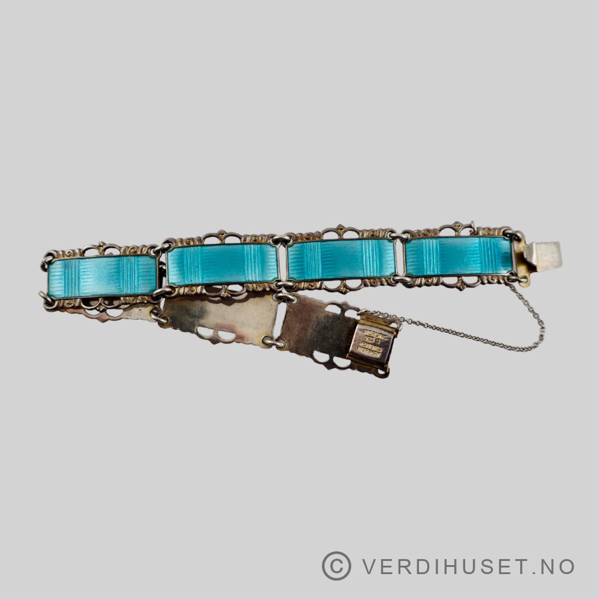 Armbånd i forgylt sølv med turkis emalje