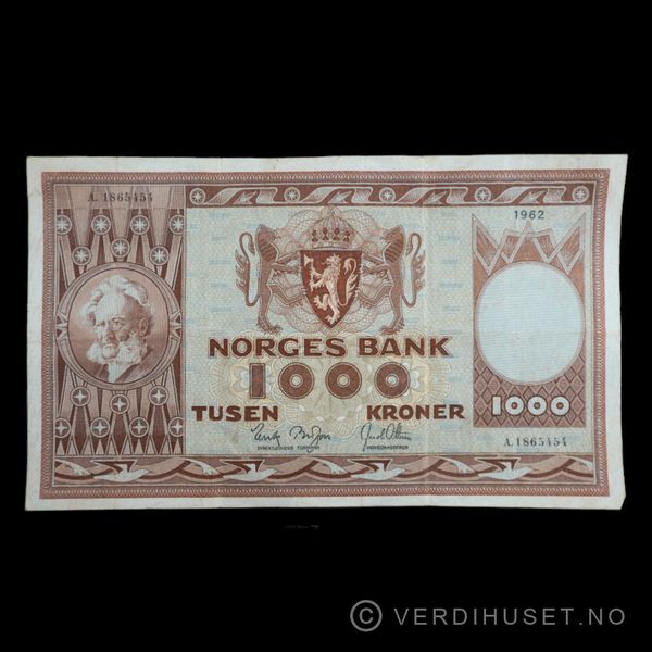 Bilde av 1000 Kr 1962 A Kv s1  (A.1865454)