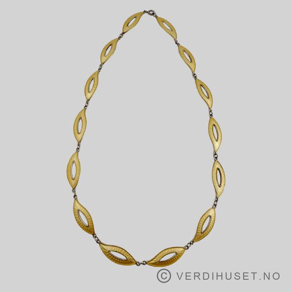 Hovedbilde Halssmykke i forgylt sølv med gul emalje