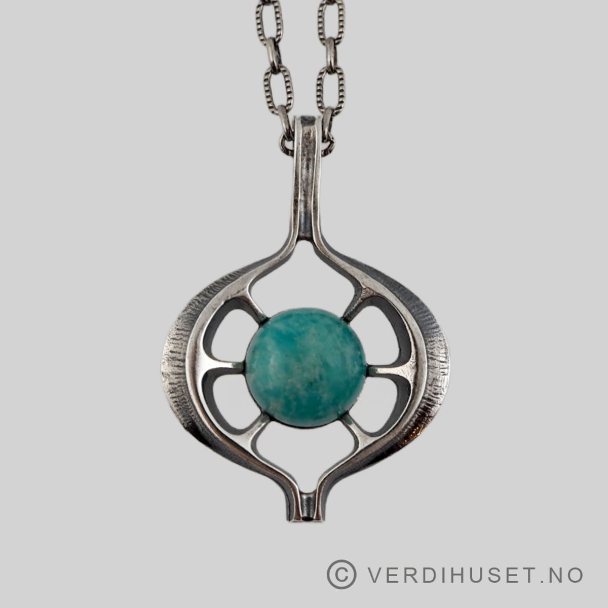 Anheng i sølv med grønn sten - Thune