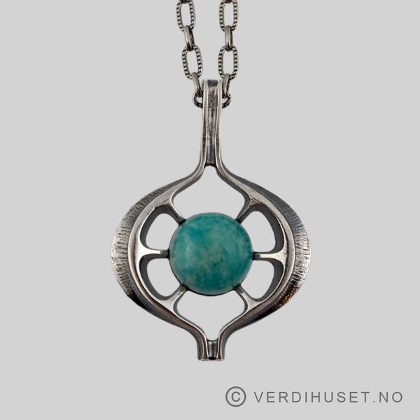 Hovedbilde Anheng i sølv med grønn sten - Thune