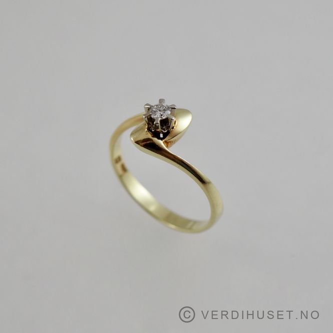 Hovedbilde Ring i 14 K gull med blank sten
