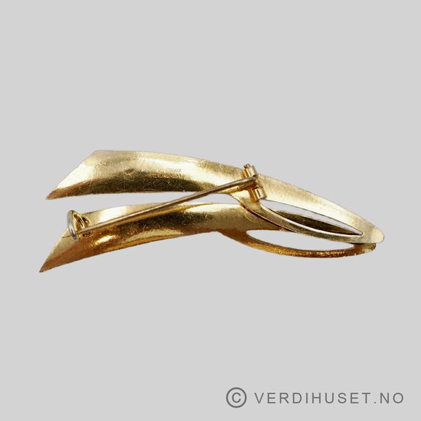 Hovedbilde Brosje i forgylt sølv med blå emalje