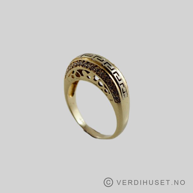 Hovedbilde Ring i 14 K gull med blanke stener