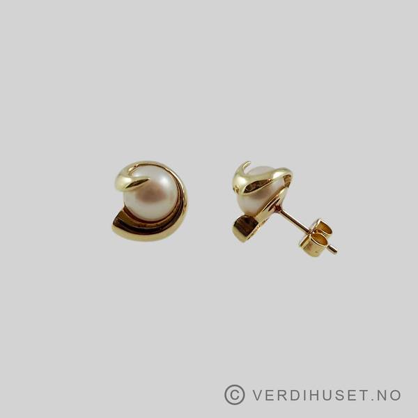 Hovedbilde Ørepynt i 14 K gull med perler